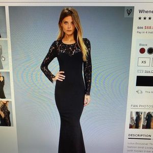 Long black lace detail dress